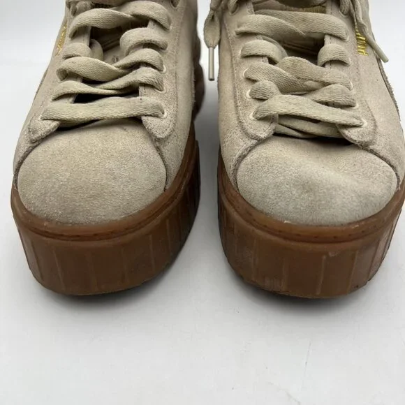 Puma Mayze Platform Beige Brushed Suede Sneakers Size 8.5 - Picture 5 of 12